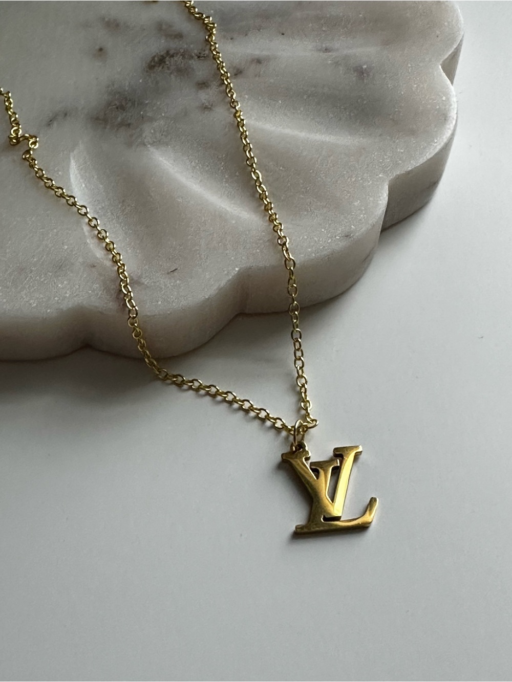 Gold LV Pendant Necklace - Designer Upcycled Women’s Jewelry